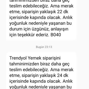 Trendyol Yemek Siparişler İstikrarlı Şekilde Geç Geliyor.