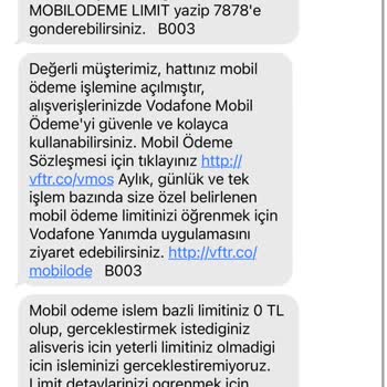 Vodafone Mobil Ödeme Sorunu