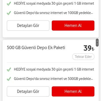 Vodafone Alınamayan Paylaş 50Gb