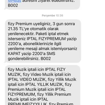 Fizy Üyelik İptal Edilememesi!