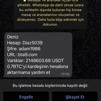 BTA Catering WhatsApp Üzerinden Gelen Mesaj
