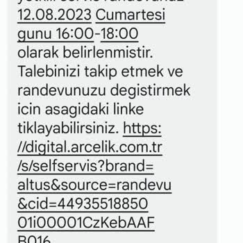 Arçelik Montaj Servisi Saatinde Gelmedi. Gelmeyeceğini Haberde Vermedi.