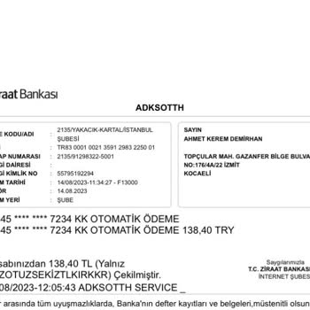 Ziraat Bankası Adksotth İzinsiz Para Çekimi