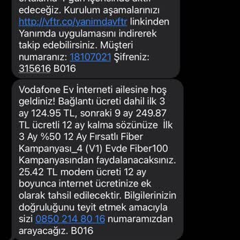 Vodafone İnternet Kurulumu Yapılmadı