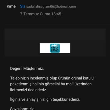 A101 Online Alışveriş Ürün İadesinde 3 Aydır Paramı Alamadım.