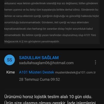 A101 Online Alışveriş Ürün İadesinde 3 Aydır Paramı Alamadım.