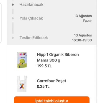 Hepsiburada Market Bebek Maması Teslim Edilmedi