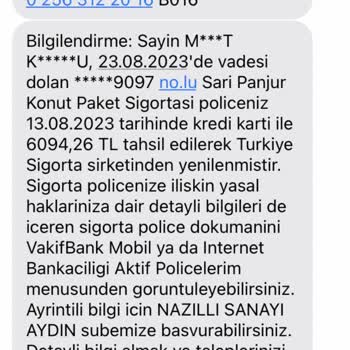 VakıfBank SarıPanjur Sigortası Adı Altında Para Kesilmesi