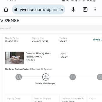 Vivense 2 Ay Önce Aldığım Siparişimi Göndermiyor