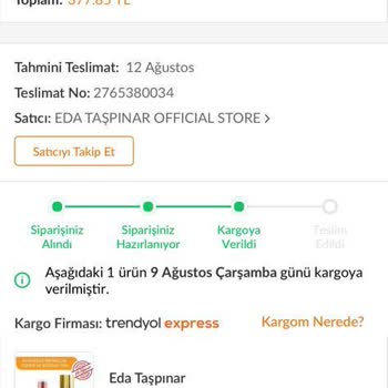 Eda Taşpınar Kargo Teslimat Sorunu