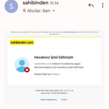 Sahibinden.com Sebepsiz Yere Hesap Bloke Etme
