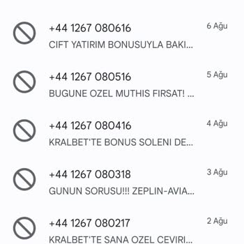 Vodafone Hattıma +44 Kodu İle Gelen Bahis Mesajları Hk.