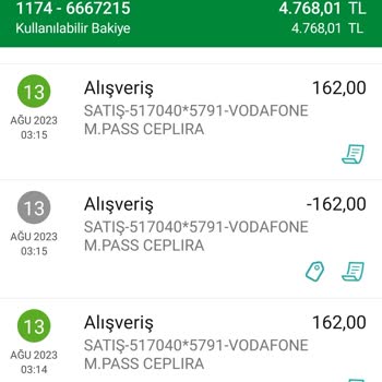 Vodafone Paket Yüklemesi Yapılmadığı Halde Kartımdan İki Kere Çekim Yapılması