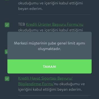 TEB Bankası Müşteri Merkezi Limit Aşımı
