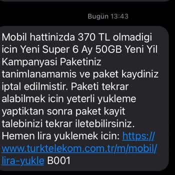 Türk Telekom Paket Yenileme Hakkımın Usulsüz Biçimde İptal Edilmesi
