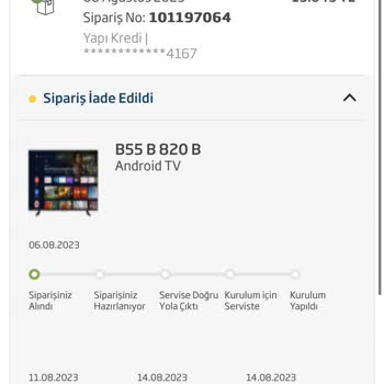 Beko Televizyon Teslim Edemiyor