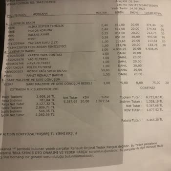 Bika Renault Servis Fiyat Belirsizliği