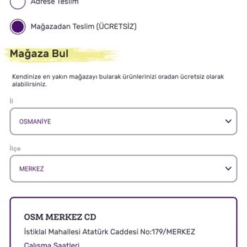 Gratis Osmaniye Merkez Mağazadan Teslimde Şubenin Gözükmemesi