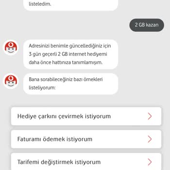 Vodafone Her Şey Yanımda Hediye İnternetin Verilmemesi