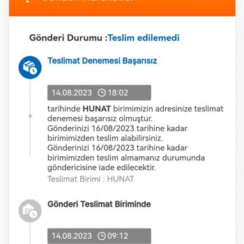 MNG Kargo Hunat Şubesi Eve Gelmeden Sisteme Başarısız Bilgisi Girdi.