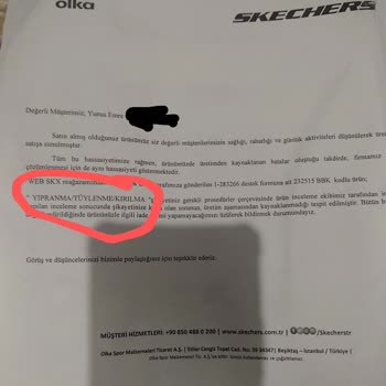 Skechers Hatalı Ayakkabıyı İade Almıyor