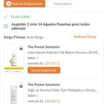 The Purest Solutions Yanlış Ürün Gönderilmesi
