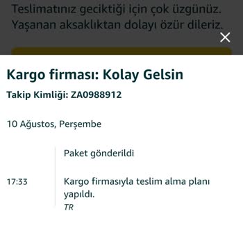 Kolay Gelsin Ürünümü Takip Edemiyorum.