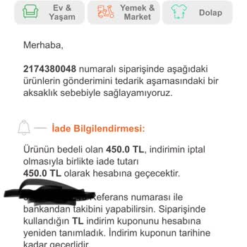 Trendyol'da Satıcı Siparişimi İptal Etti