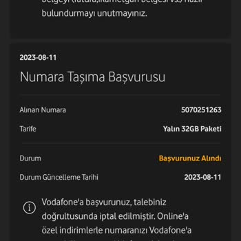 Vodafone Hat Taşıma İşlemi