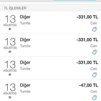 Tumile Kredi Kartı İzinsiz Para Çekimi