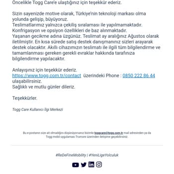 Togg Araç Tarih Mağduriyeti!