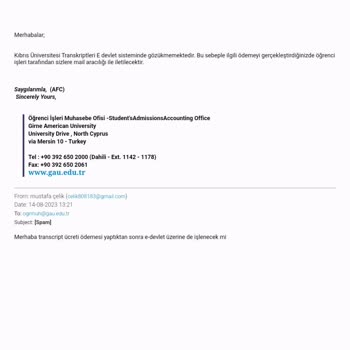 Girne Amerikan Üniversitesi Transkript E Devlet Üzerinde Görünmüyor