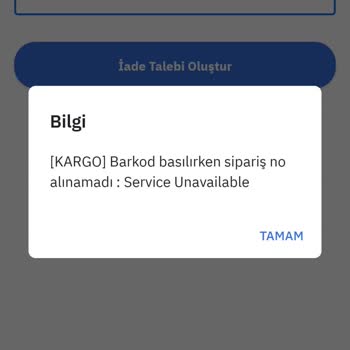 Epttavm Yanlış Ve Eksik Ürün İade Talebi Hatası