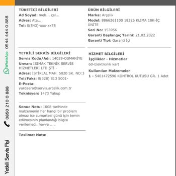 Arçelik 18 BTU Klima
