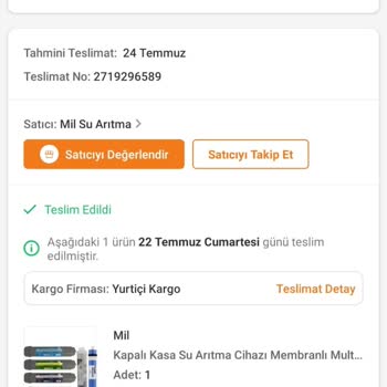 Milsu Arıtma Filtre Setiyle İlgili Sorun