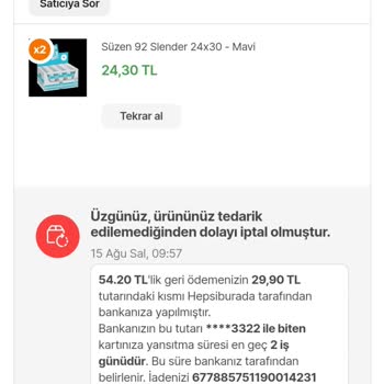 Süzen92 Hepsiburada Tedarik Edemeyip Sipariş İptali Yapıyor Kafasına Göre
