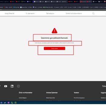 Vodafone İlk Geçiş Ve Paket Satın Almada Çıkan Hata