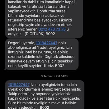 Digiturk Yapılmayan Taahhüt Sonucu Çıkan Fatura
