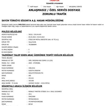 Türkiye Sigorta Tramere Yanlış Tutar Giren Sigorta Şirketi