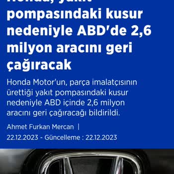 Honda Civic 2019 Eco Elegance Kronik Benzin Pompası Arızası