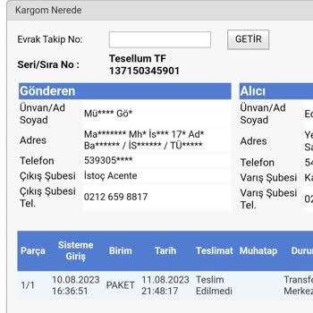 Sürat Kargo Teslim Edilmeyen Kargo