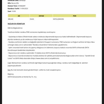 İData İle Almanya Randevusu İptali Sonrası Ücret İadesi Yapılmadı