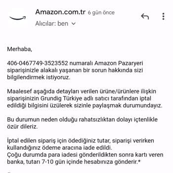 Grundig Robot Süpürge Sipariş İptali