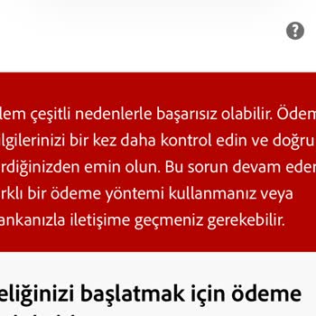 Adobe Photoshop Üyeliğini İninal Kartım İle Alamıyorum