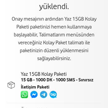 Vodafone Kolay Paket Hediye İnternet