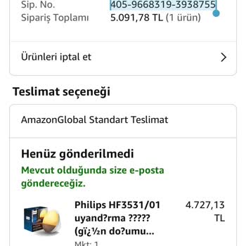 Amazon Malzemenin Tedarik Edilememesi