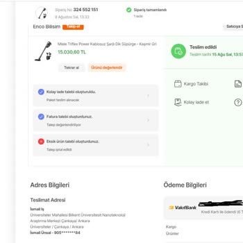 Enco Bilişim Yanlış Ürün Geldi