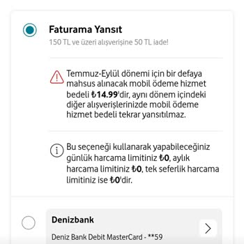 Vodafone Mobil Ödeme De Faturama Yansıt
