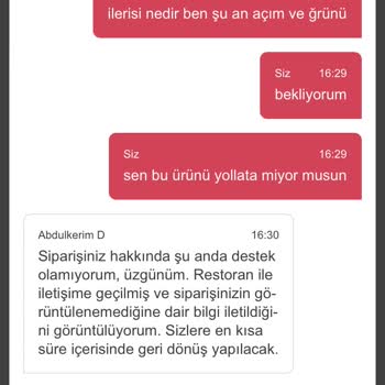 Yemeksepeti Yemek Sepetinin Hiçbir Şekilde Yardım Etmeyişi