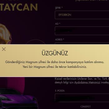 Magnum Şifresi Daha Önce Kullanılmış